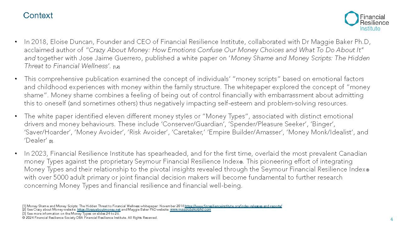 Background context on the 2018 Money Shame whitepaper and eleven Money Types research