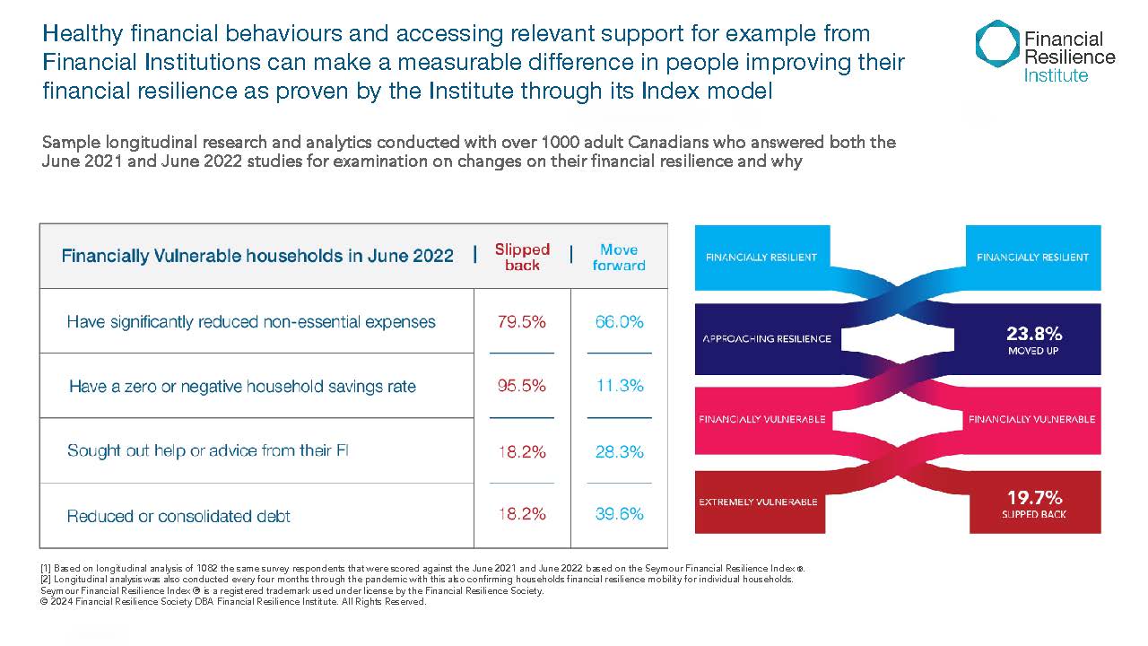 Sankey diagram and table showing financial resilience segment movement from 2021 to 2022
