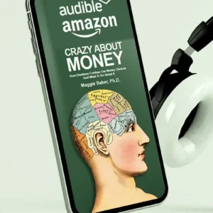 Crazy About Money audiobook on Audible and Amazon shown on phone screen